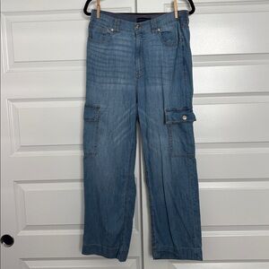Tommy Hilfiger High Waist Wide Leg Cargo Jeans Size 12